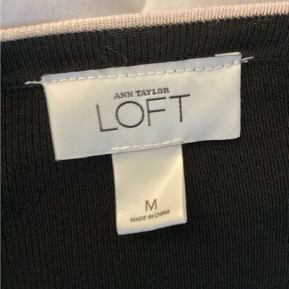 Loft M black w white the stripe button front, chic cardigan, - Picture 5 of 7